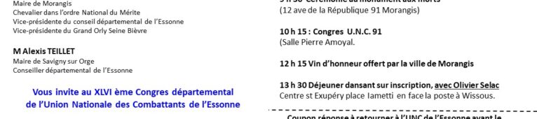 46ME Congres Départemental de l’U.N.C. 91 DIMANCHE 6 OCTOBRE 2024